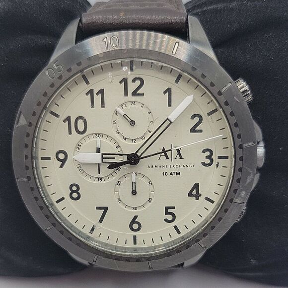 Armani Exchange AX1757 Men's Brown Leather Analog Dial Quartz Wrist Watch BC477